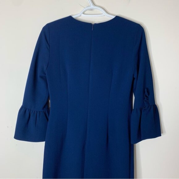 Club Monaco Archibelle Shift Dress Navy Blue Crepe 3/4 Length Sleeve Size 00 - Picture 8 of 16